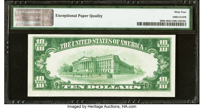 image for: Fr. 2000-J $10 1928 Federal Reserve Note. PMG Choice Uncirculated 64 EPQ....