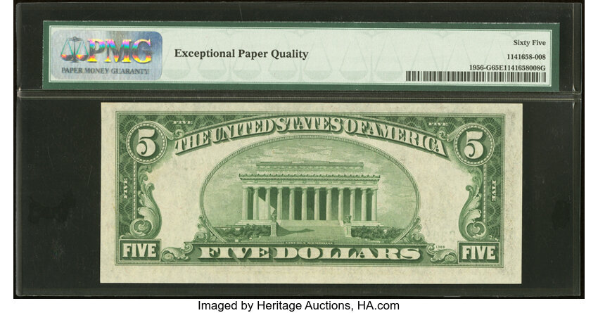 image for: Fr. 1956-G $5 1934 Mule Federal Reserve Note. PMG Gem Uncirculated 65 EPQ....