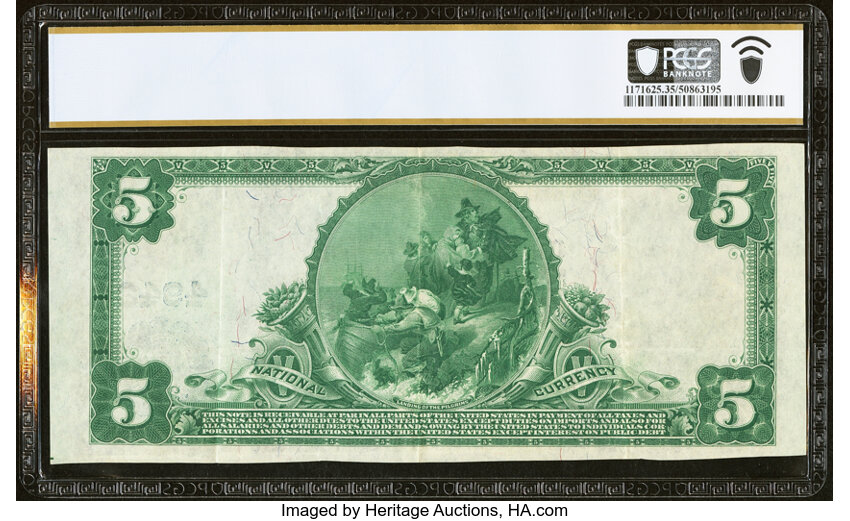 image for: Somerville, NJ - $5 1902 Plain Back Fr. 605 The Second National Bank Ch. # 4942 PCGS Banknote Choice VF 35 PPQ....