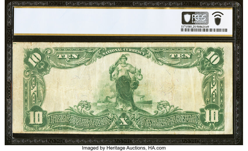 image for: East Chicago, IN - $10 1902 Plain Back Fr. 634 The United States National Bank of Indiana Harbor Ch. # 12058 PCGS Banknote Ver...