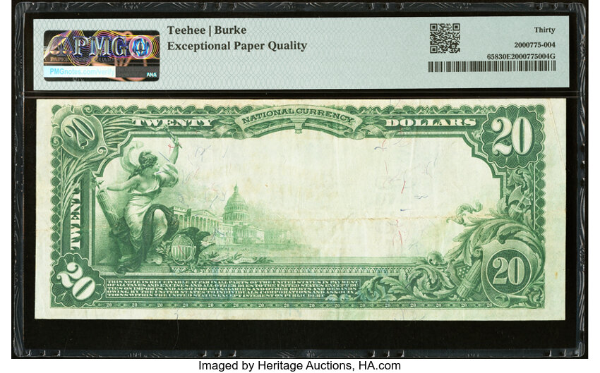 image for: Waterloo, IA - $20 1902 Plain Back Fr. 658 The Leavitt & Johnson National Bank Ch. # (M)5120 PMG Very Fine 30 EPQ....