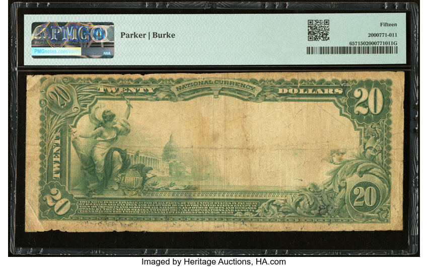 image for: Terrell, TX - $20 1902 Plain Back Fr. 657 The American National Bank Ch. # (S)4990 PMG Choice Fine 15....