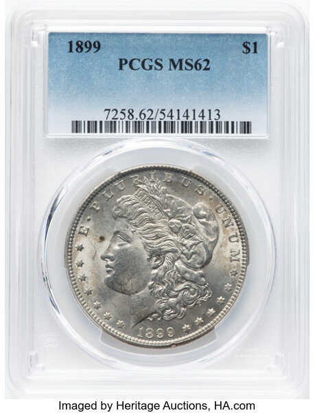 1899 $1 MS62 PCGS. Mintage 330,846. ...