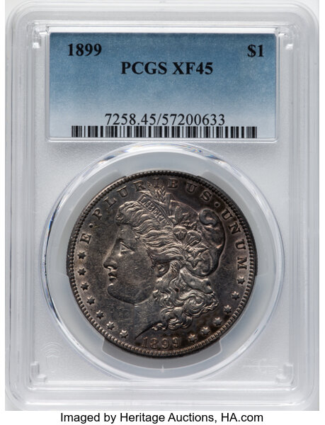 1899 $1 XF45 PCGS. Mintage 330,846. ...