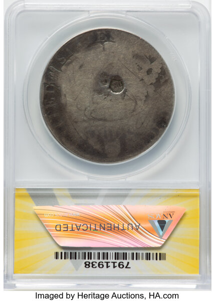 image for: 1799 $1 7x6 Stars, BB-161, B-11a, R.3 -- Acid Treated, Damaged -- ANACS Details. AG3.  Mintage 423,515....