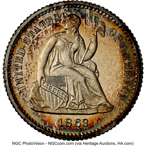 image for: 1863 H10C PR65 Cameo NGC. NGC Census: (11/7).  Mintage 460. ...