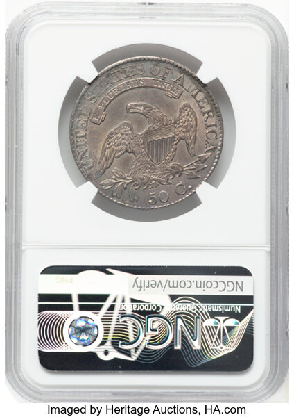 image for: 1825 50C O-106, R.2, AU55 NGC.  Mintage 2,900,000....