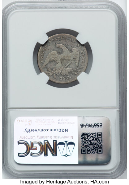 image for: 1831 25C Small Letters, B-4, R.1, Fine 12 NGC. Mintage 398,000....