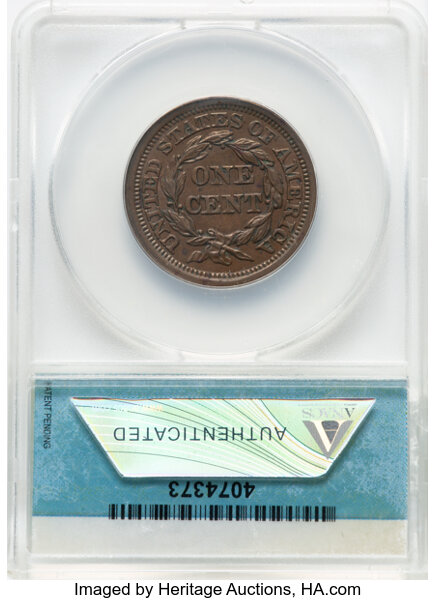 image for: 1853 1C N-14, High R.2, AU50 ANACS.  Mintage 6,641,131. ...