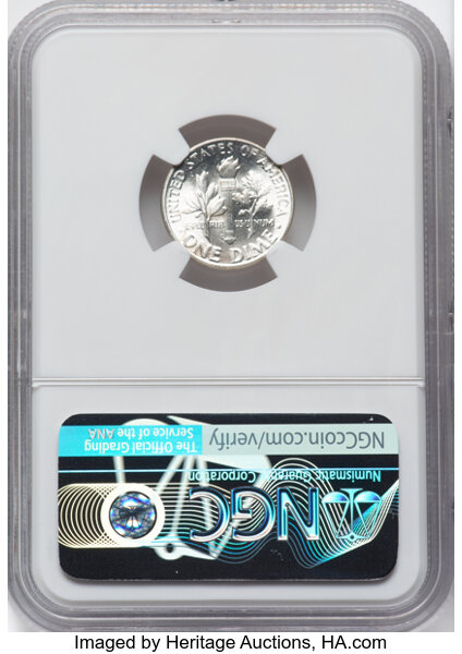 image for: 1946-D/D 10C Repunched Mintmark, FS-502, MS66 Full Bands NGC. NGC Census: (6/0).  Mintage 61,043,500....