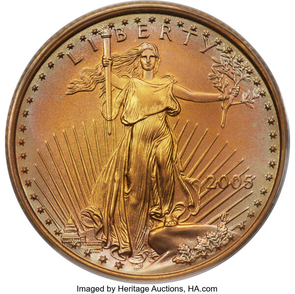 image for: 2005 $10 Tenth-Ounce 20th Anniversary MS69 PCGS. American Eagle Program. MS69....