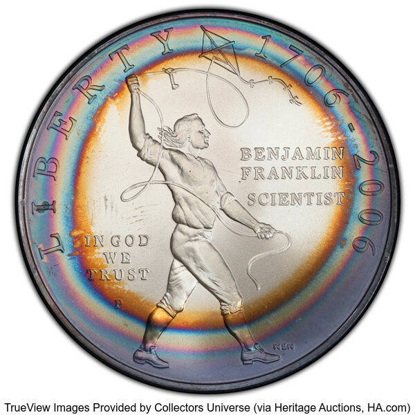 2006 P Benjamin Franklin Tercentenary Silver dollar Scientist MS