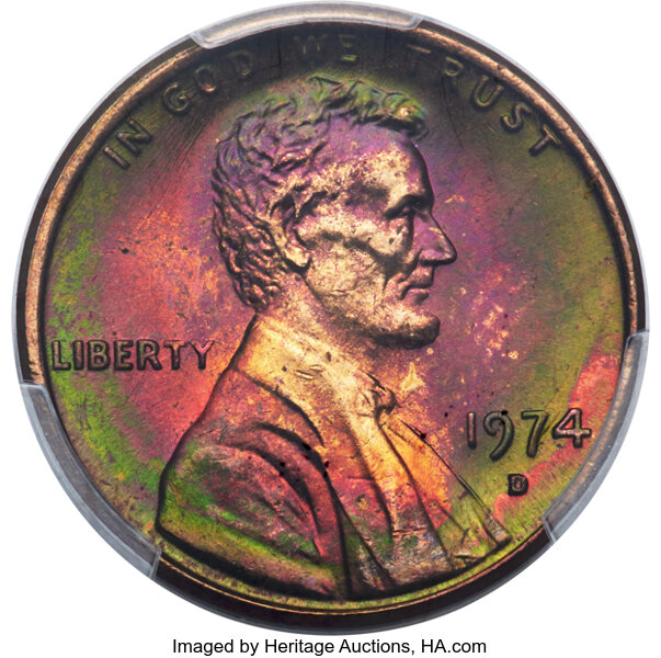 image for: 1974-D 1C MS65 Red and Brown PCGS. PCGS Population: (26/14).  ...