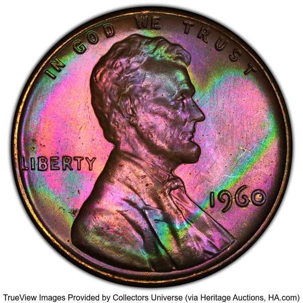 image for: 1960 1C Large Date MS65 Red and Brown PCGS. PCGS Population: (56/8 and 0/0+).  Mintage 588,096,602. ...
