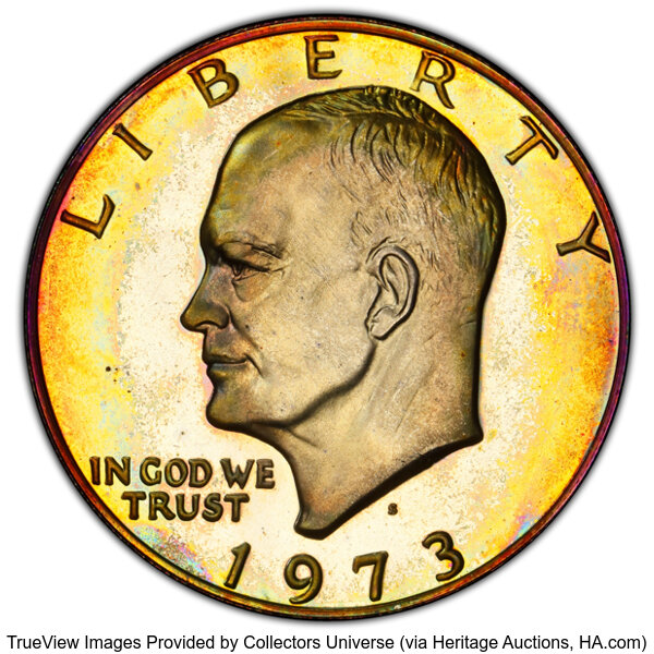 image for: 1973-S $1 Silver PR65 Cameo PCGS. PCGS Population: (36/747).  Mintage 1,013,646. ...