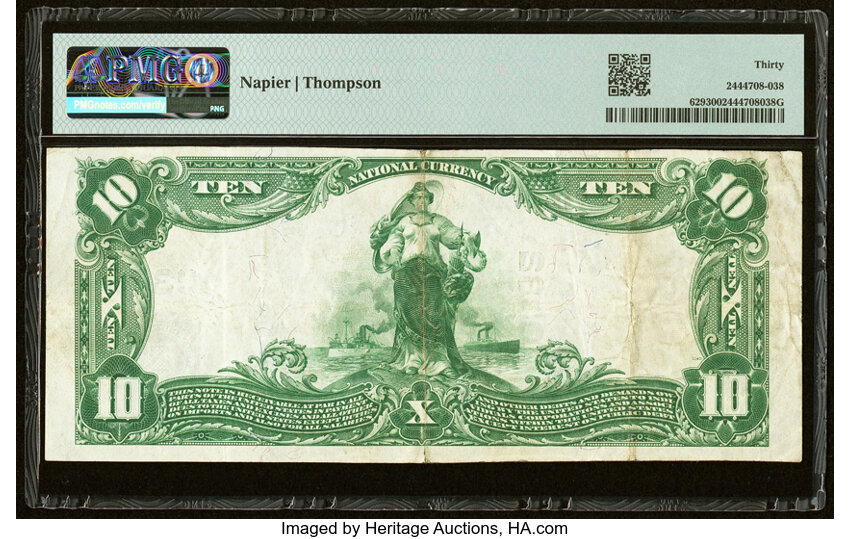 image for: Ironton, MN - $10 1902 Plain Back Fr. 629 The First National Bank Ch. # 10382 PMG Very Fine 30....