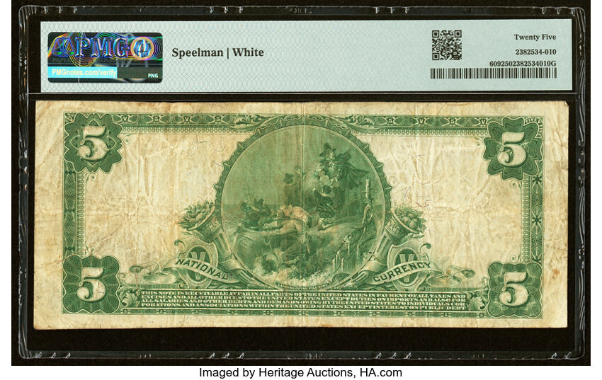 image for: North Bergen, NJ - $5 1902 Plain Back Fr. 609 The First National Bank Ch. # 12732 PMG Very Fine 25....