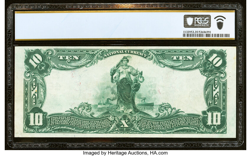 image for: Warren, PA - $10 1902 Plain Back Fr. 629 The Warren National Bank Ch. # (E)4879 PCGS Banknote Choice VF 35....