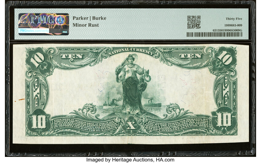 image for: Vian, OK - $10 1902 Plain Back Fr. 631 The First National Bank Ch. # 10573 PMG Choice Very Fine 35....