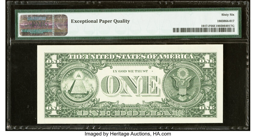 image for: Fr. 1917-F $1 1988A Web Press Experimental Federal Reserve Note. PMG Gem Uncirculated 66 EPQ....