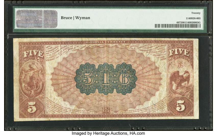 image for: Yarmouth, MA - $5 1882 Brown Back Fr. 467 The First National Bank Ch. # 516 PMG Very Fine 20....