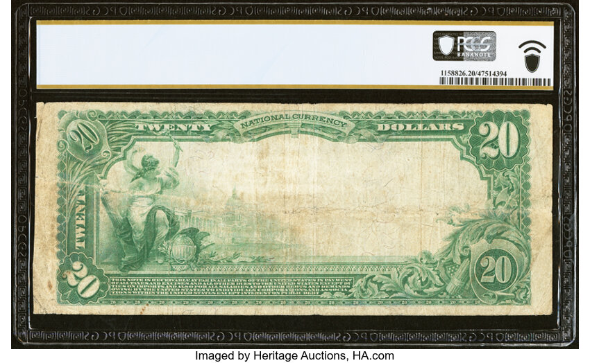 image for: South Boston, VA - $20 1902 Plain Back Fr. 652 The Boston National Bank Ch. # 8414 PCGS Banknote Very Fine 20....
