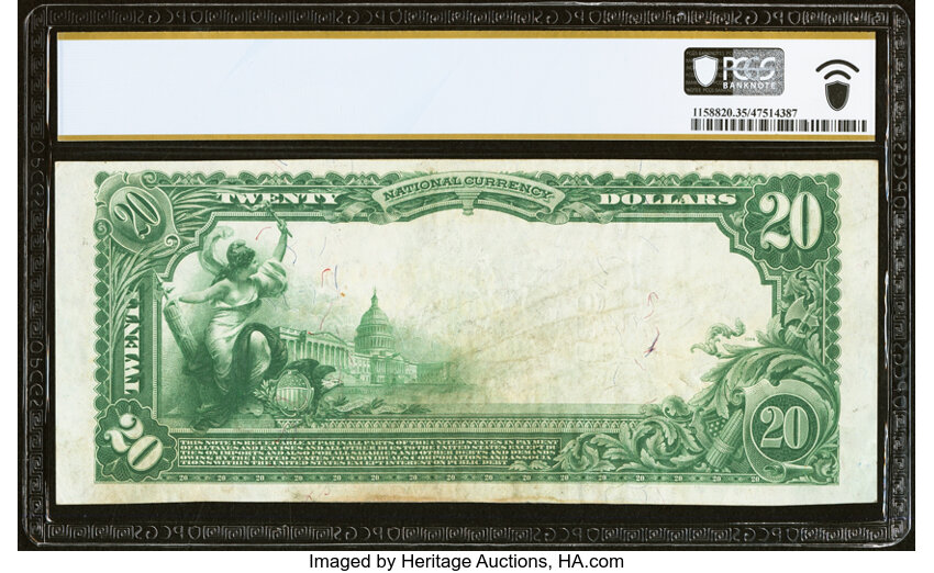 image for: Harrisonburg, VA - $20 1902 Plain Back Fr. 659 The Rockingham National Bank Ch. # 5261 PCGS Banknote Choice VF 35....