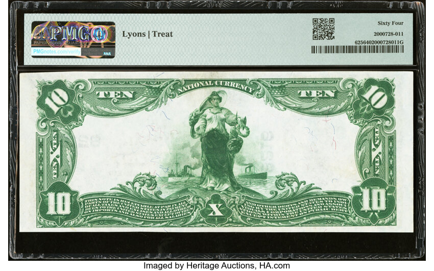 image for: Westfield, IL - $10 1902 Plain Back Fr. 625 The First National Bank Ch. # 8216 PMG Choice Uncirculated 64....
