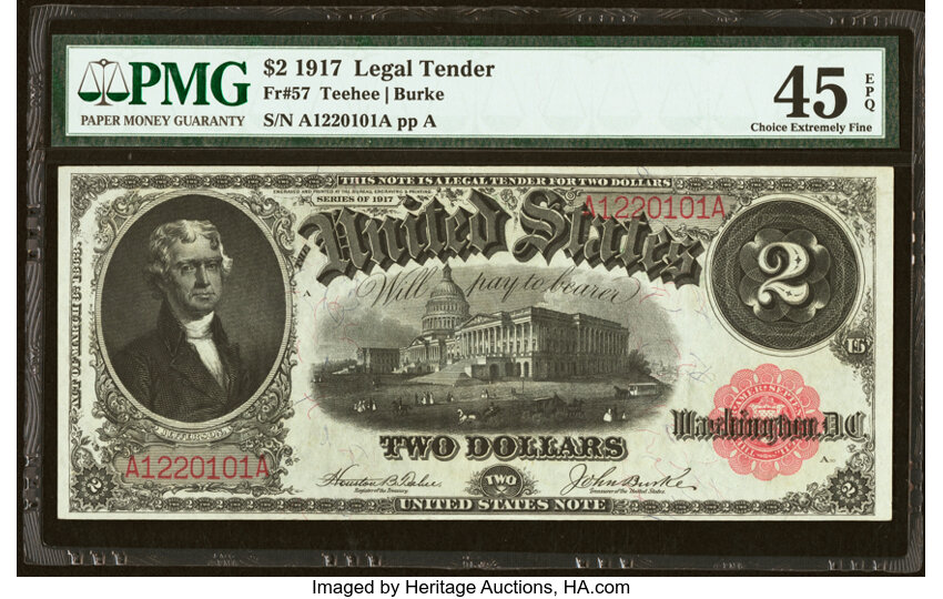 image for: Fr. 57 $2 1917 Legal Tender PMG Choice Extremely Fine 45 EPQ....
