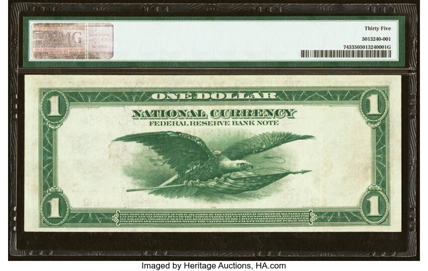 image for: Fr. 743 $1 1918 Federal Reserve Bank Note PMG Choice Very Fine 35....
