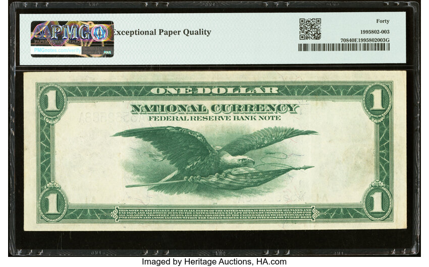 image for: Fr. 708 $1 1918 Federal Reserve Bank Note PMG Extremely Fine 40 EPQ....
