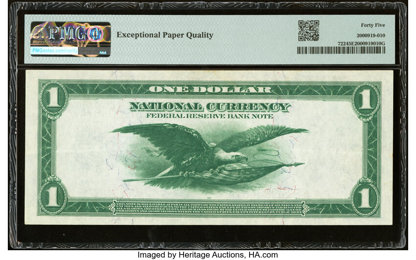 image for: Fr. 722 $1 1918 Federal Reserve Bank Note PMG Choice Extremely Fine 45 EPQ....