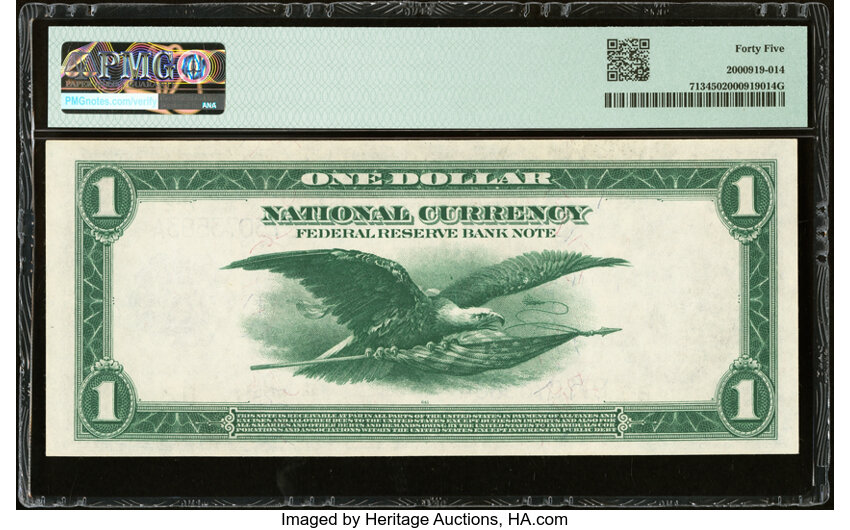 image for: Fr. 713 $1 1918 Federal Reserve Bank Note PMG Choice Extremely Fine 45....