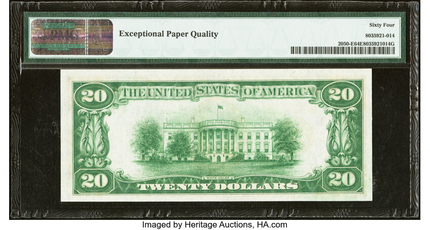 image for: Fr. 2050-E $20 1928 Federal Reserve Note. PMG Choice Uncirculated 64 EPQ....