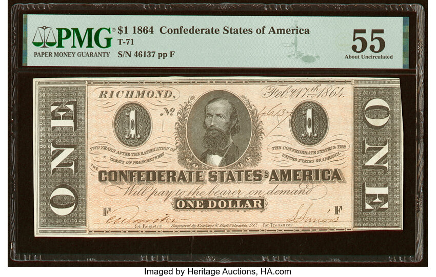 image for: T71 $1 1864 PF-8 Cr. 572 PMG About Uncirculated 55....