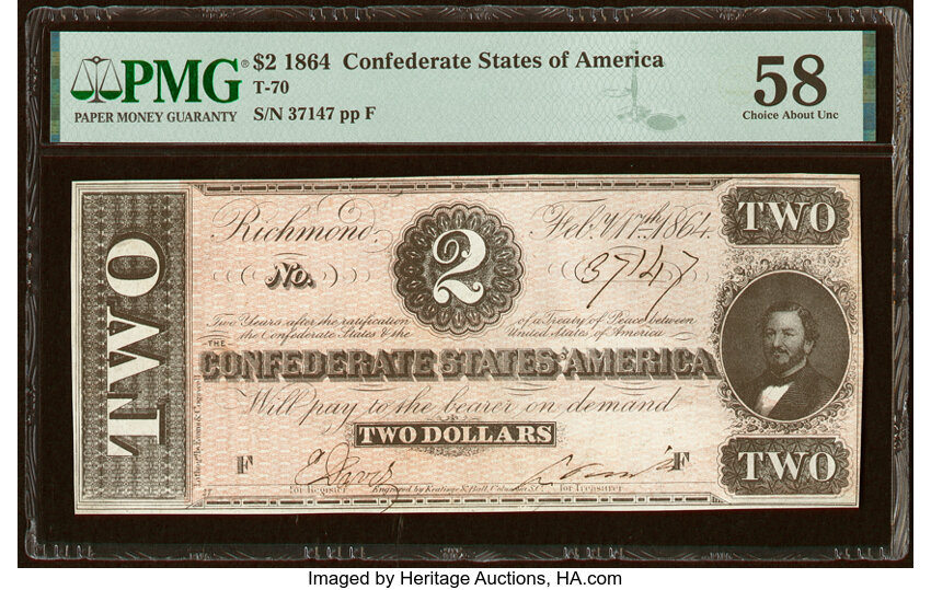 image for: T70 $2 1864 PF-1 Cr. 569 PMG Choice About Unc 58....