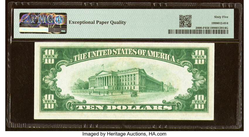 image for: Fr. 2000-F $10 1928 Federal Reserve Note. PMG Gem Uncirculated 65 EPQ....