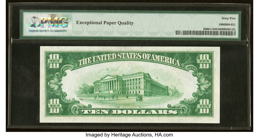 image for: Fr. 2000-C $10 1928 Federal Reserve Note. PMG Gem Uncirculated 65 EPQ....