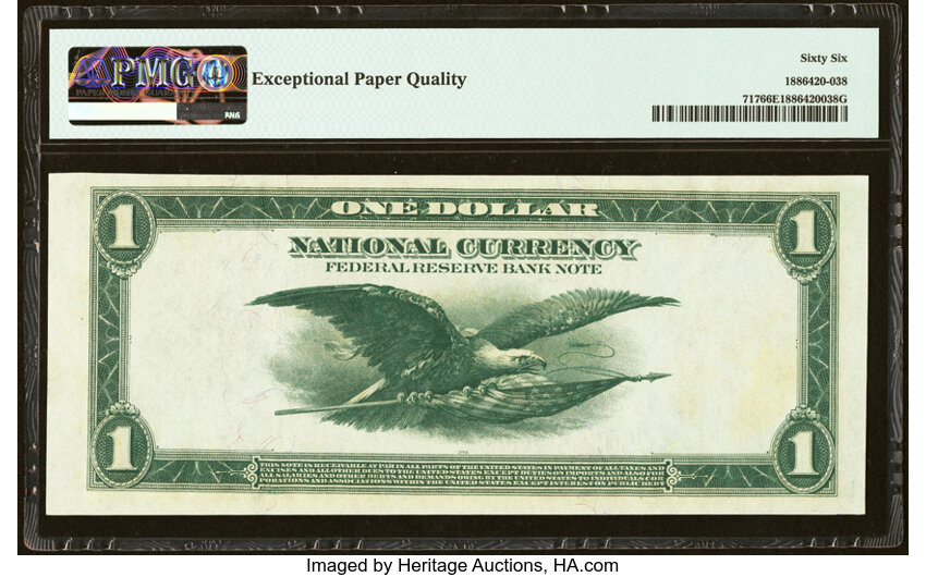 image for: Fr. 717 $1 1918 Federal Reserve Bank Note PMG Gem Uncirculated 66 EPQ....