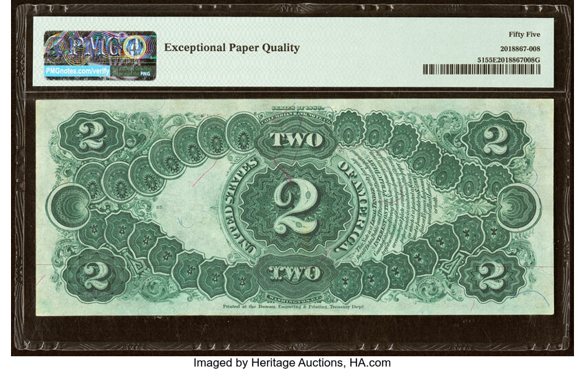 image for: Fr. 51 $2 1880 Legal Tender PMG About Uncirculated 55 EPQ....