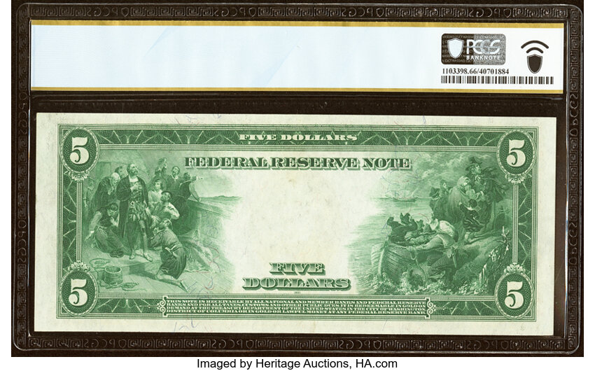 image for: Fr. 851a $5 1914 Federal Reserve Note PCGS Banknote Gem Unc 66 PPQ....