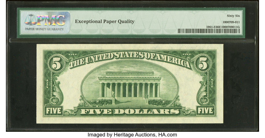 image for: Fr. 1961-E $5 1950 Wide I Federal Reserve Note. PMG Gem Uncirculated 66 EPQ....