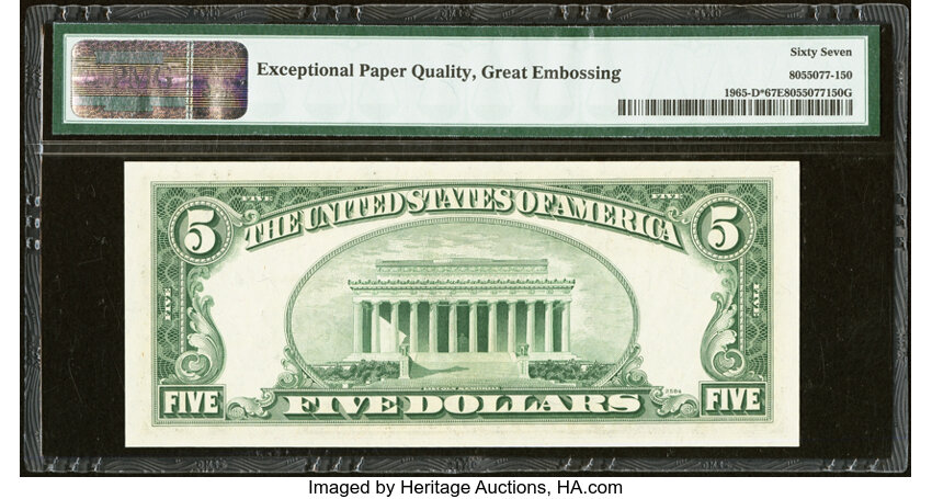 image for: Fr. 1965-D* $5 1950D Federal Reserve Star Note. PMG Superb Gem Unc 67 EPQ....