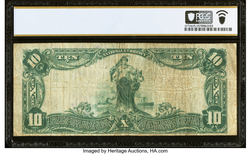 image for: Lafayette, IN - $10 1902 Plain Back Fr. 632 The First-Merchants National Bank Ch. # (M)11148 PCGS Banknote Choice Fine 15....