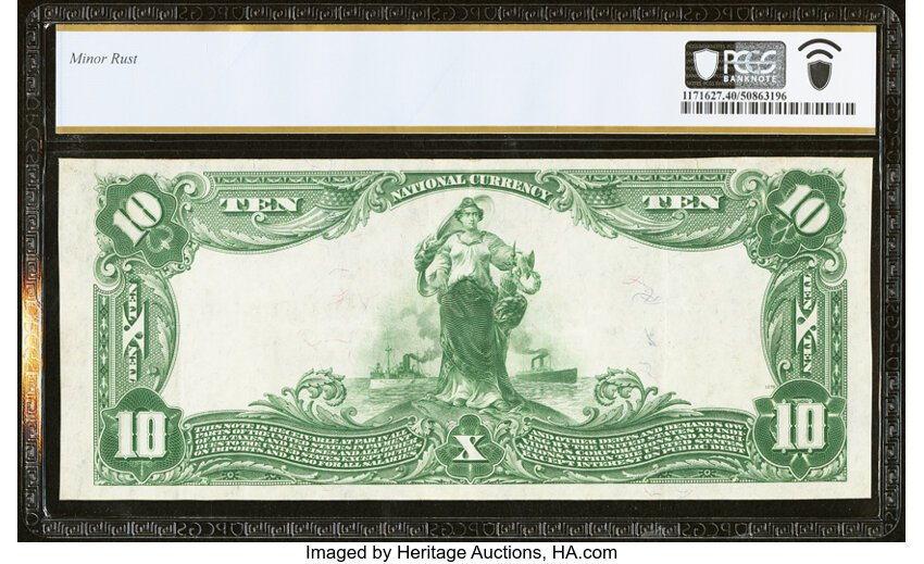 image for: Fort Wayne, IN - $10 1902 Plain Back Fr. 635 First National Bank Ch. # 11 PCGS Banknote Extremely Fine 40....