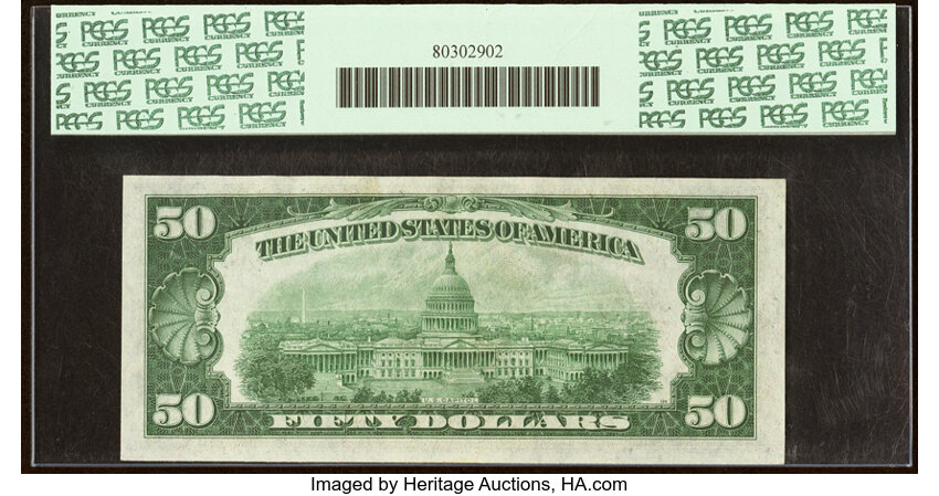 image for: Fr. 2103-B* $50 1934A Mule Federal Reserve Star Note. PCGS About New 53PPQ....