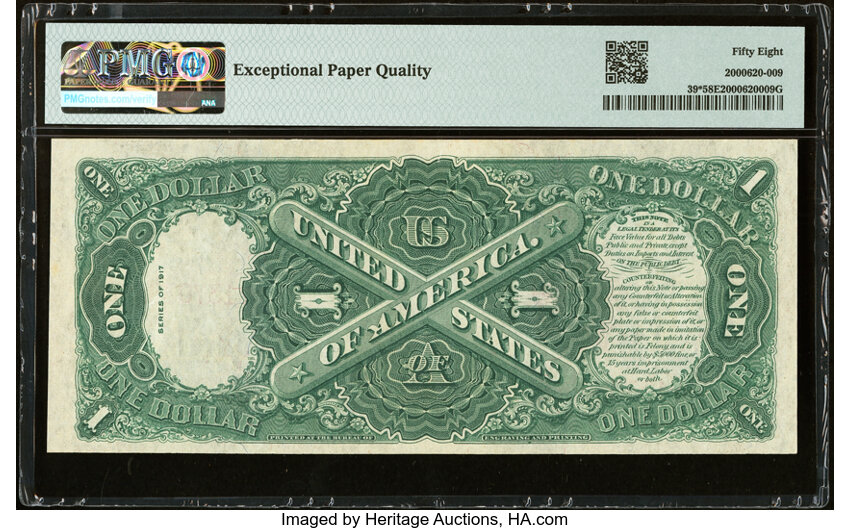 image for: Fr. 39* $1 1917 Legal Tender Star Note PMG Choice About Unc 58 EPQ....