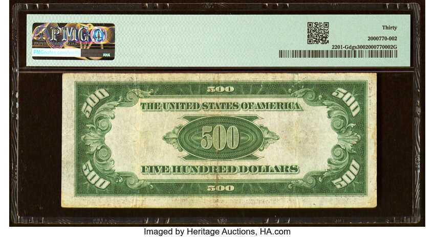 image for: Fr. 2201-G $500 1934 Federal Reserve Note. PMG Very Fine 30....
