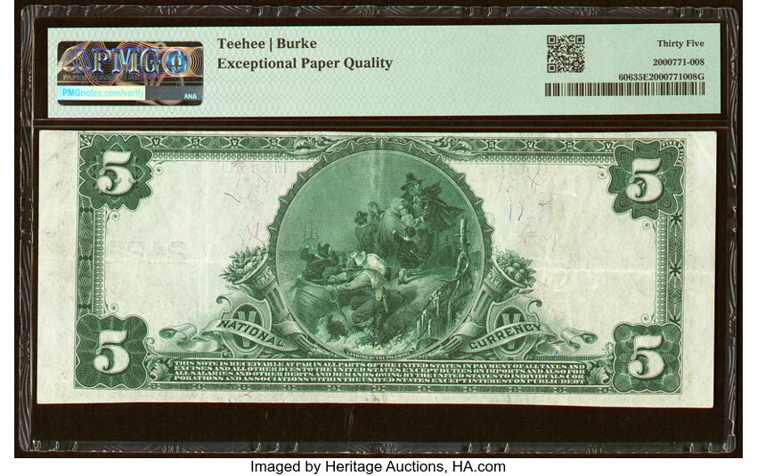 image for: Fair Haven, VT - $5 1902 Plain Back Fr. 606 The Allen National Bank Ch. # 2422 PMG Choice Very Fine 35 EPQ....