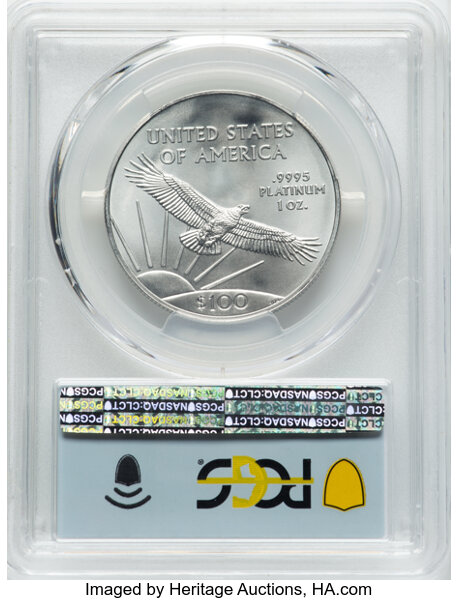 image for: 2022 $100 One-Ounce Platinum Eagle, Statue of Liberty, First Day of Issue, MS70 PCGS.  ...